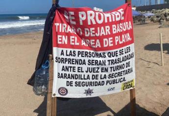 En playas de Mazatlán instalan señaletica con nuevos horarios y sanciones para quien no respete las reglas