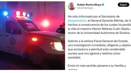 Rocha Moya solicita a Fiscalía investigar de inmediato el asesinato de Cuén Ojeda