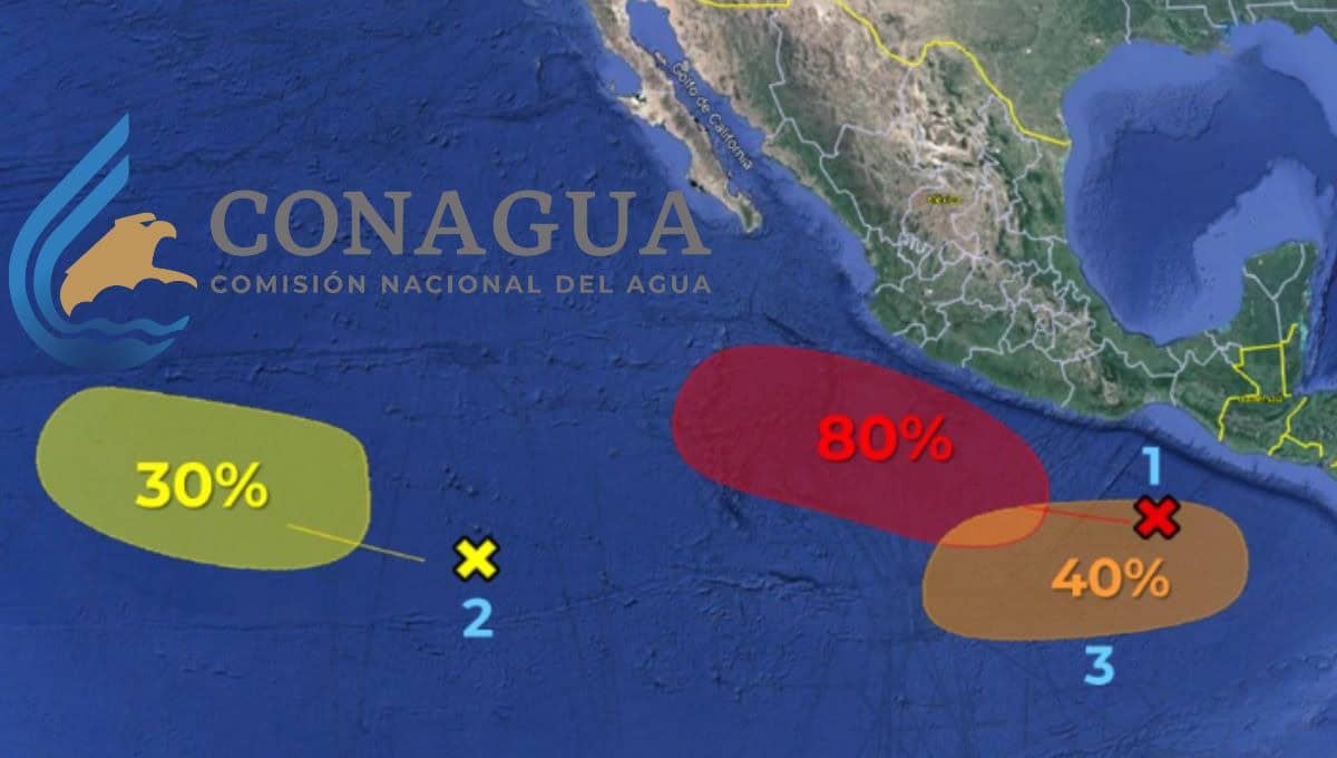 El fenómeno podría formarse en las próximas 48 horas. FOTO: CONAGUA en X