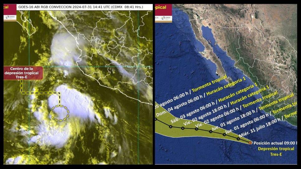 Se forma depresión tropical Tres-E que podría ser el huracán «Carlotta»