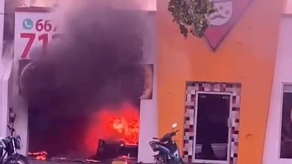 Se incendia famosa pizzería en la colonia Las Quintas de Culiacán