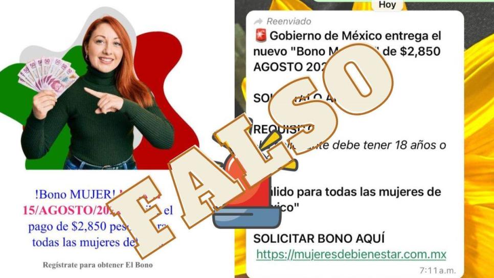 Alertan sobre Bono «Mujeres Bienestar» que promete $2 mil 850; ¡Es falso!