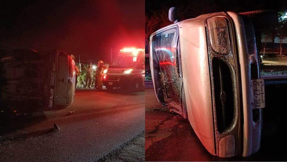 Conductor ebrio vuelca su camioneta sobre la Guamúchil-Mocorito