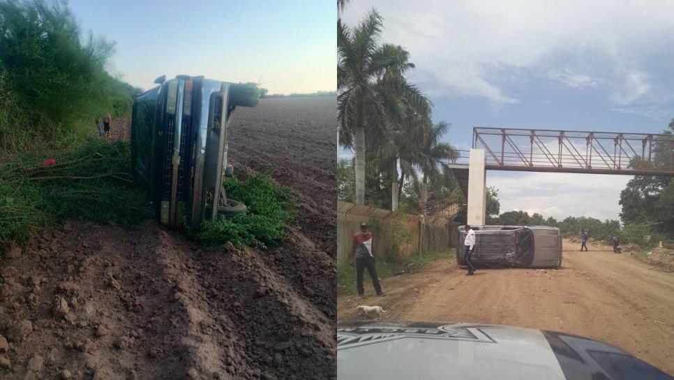 Vuelcan dos camionetas en Guasave y El Fuerte