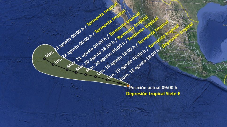 Se forma la depresión tropical Siete-E frente a las costas de Jalisco