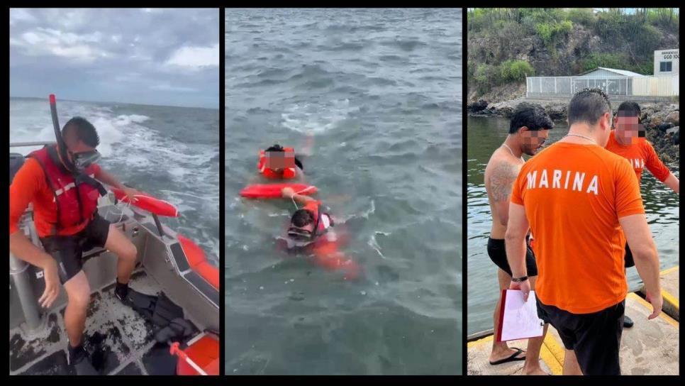 Marina rescata a joven que estaba a la deriva en la playa Las Copas, Topolobampo | VIDEO