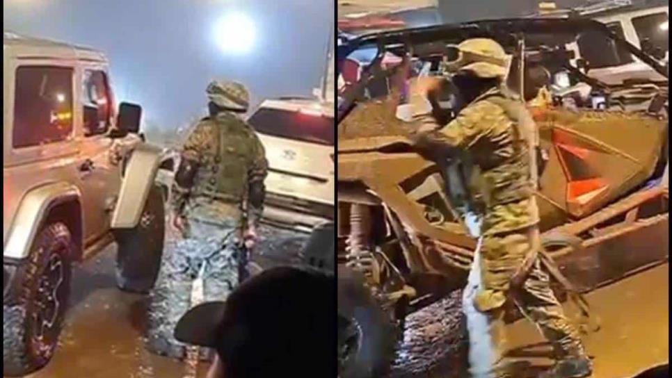 Reportan supuestos militares con cuerno de chivo organizando el tráfico en Surutato, Badiraguato