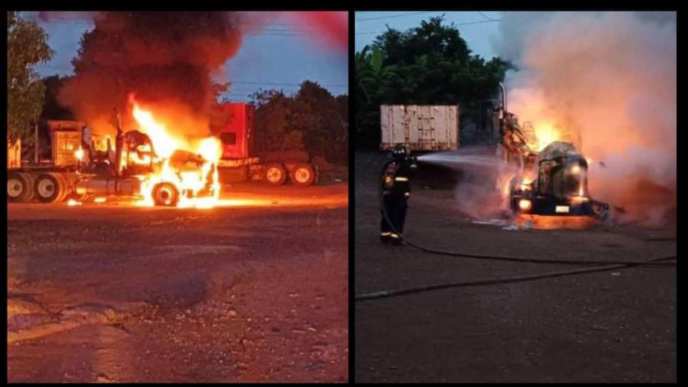 Se incendia tráiler dentro de terreno comercial en la salida sur de Mazatlán