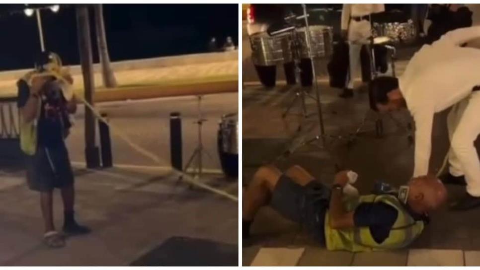 Integrante de banda sinaloense agrede a indigente en Mazatlán | VIDEO