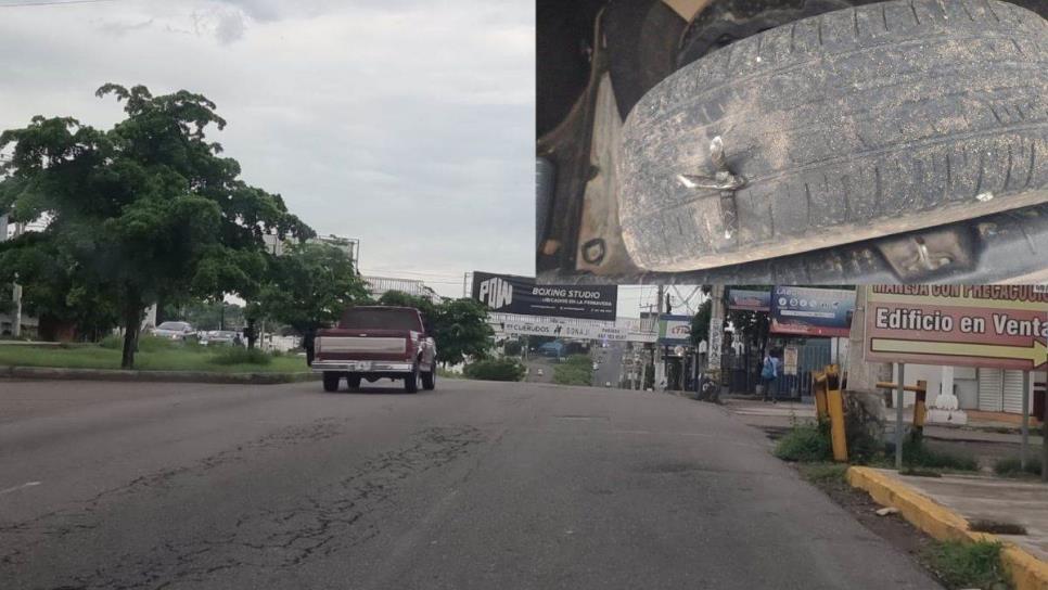 Al menos tres vehículos quedan dañados por ponchallantas en Culiacán 