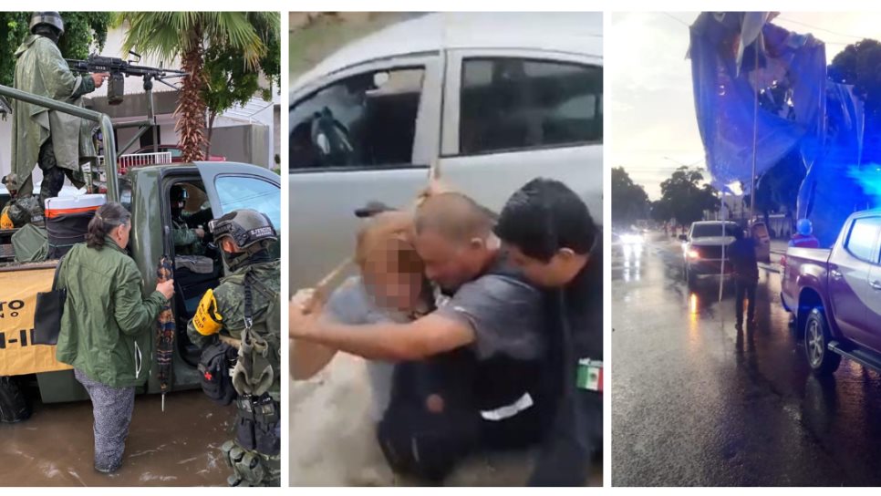 Cierre del aeropuerto, carros varados y árboles caídos tras fuertes lluvias en Culiacán