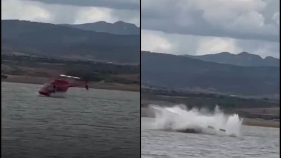 Cae helicóptero a una presa en Chihuahua, combatía incendios forestales | VIDEO