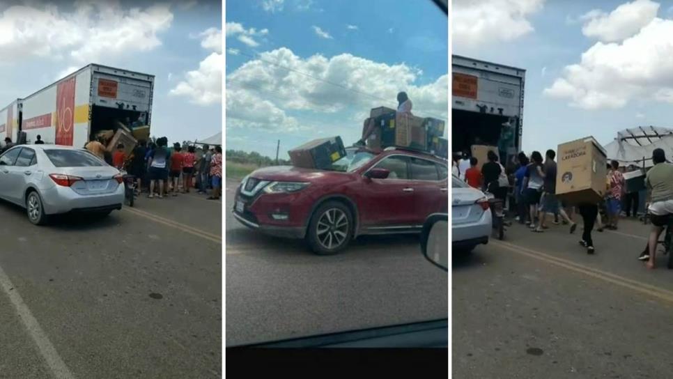 Se registra rapiña en trailers atravesados en la carretera