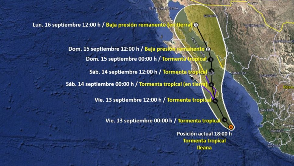 Ileana se ubica frente a las costas de Jalisco