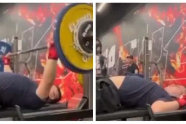 Hombre casi muere asfixiado por una barra en el gimnasio | VIDEO