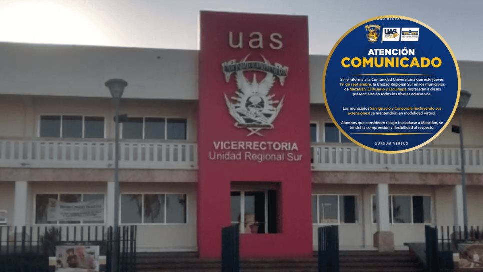 Estudiantes de la UAS en Mazatlán, Rosario y Escuinapa regresan a las aulas este jueves