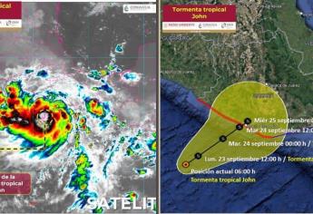 Tormenta tropical John sigue fortaleciéndose este lunes 23 de septiembre, ¿Afectará a Sinaloa?