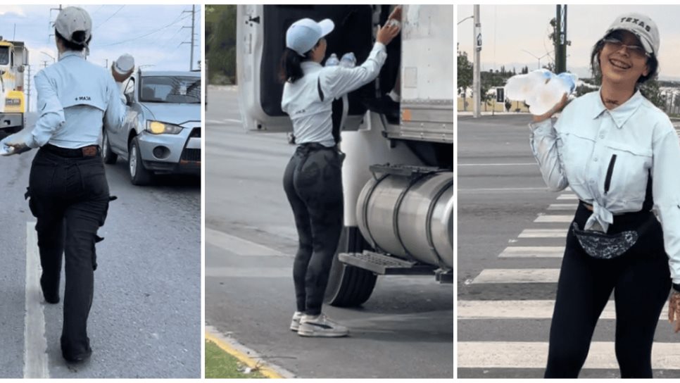 Lady Aguas, la joven que vende agua embotellada en cruceros de Monterrey