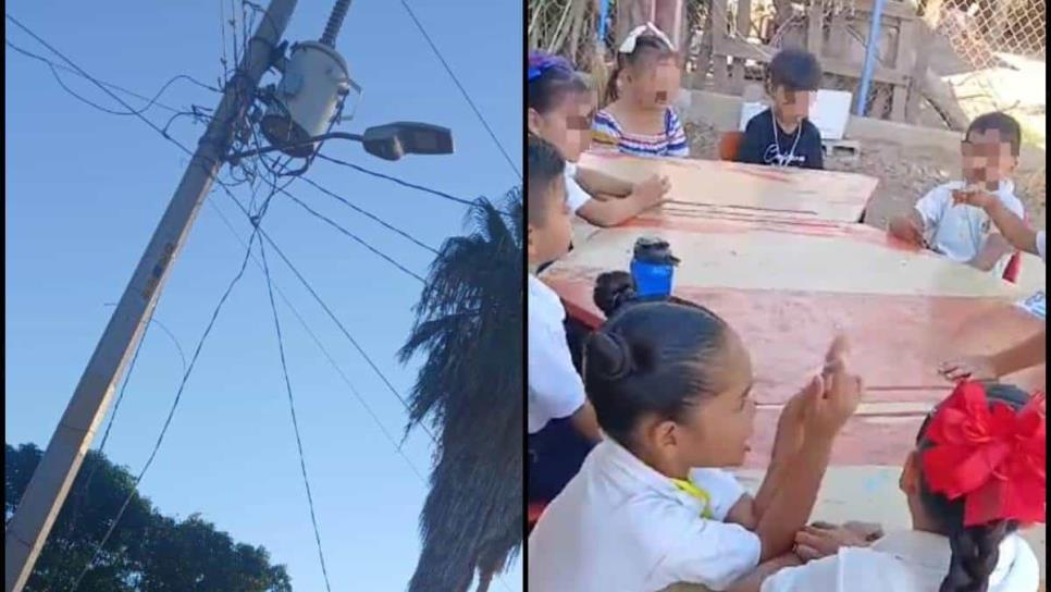 Preescolar comunitario en Ahome suma 20 días sin luz; estudiantes sufren calor y ataques de insectos