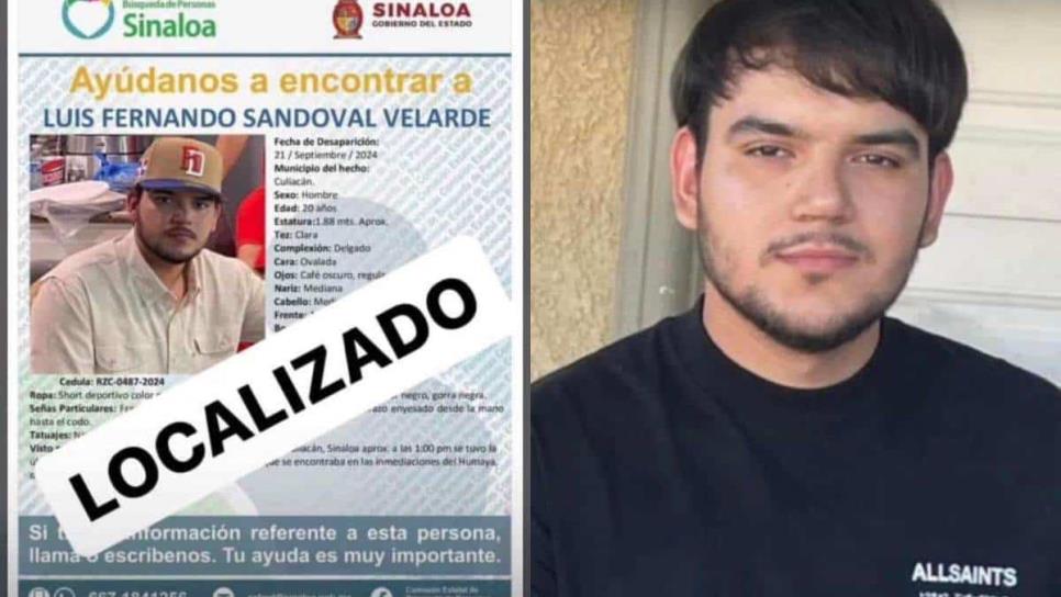 Localizan a Luis Fernando, joven desaparecido en Culiacán, con vida tras seis días de búsqueda