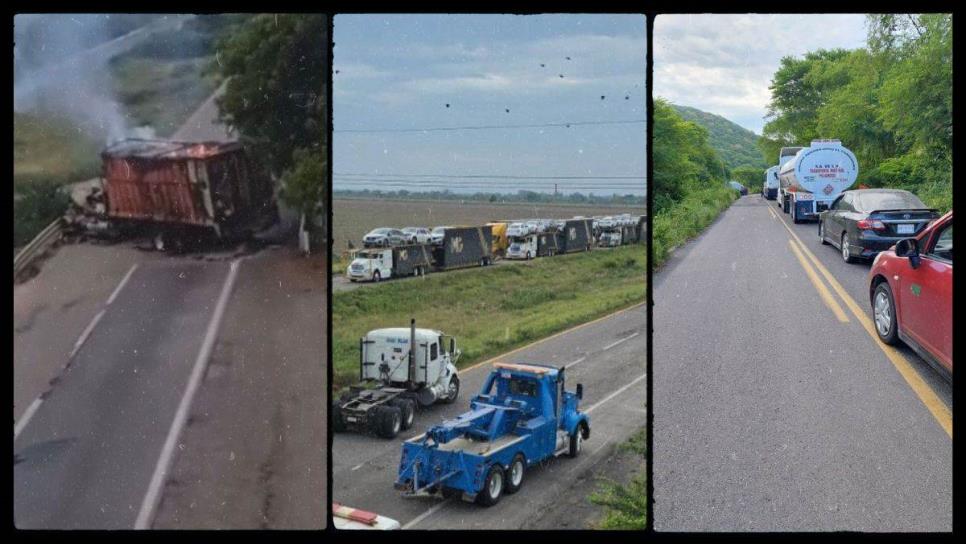 Bloquean carretera a Cosalá tras balaceras entre civiles armados y ponchallantas