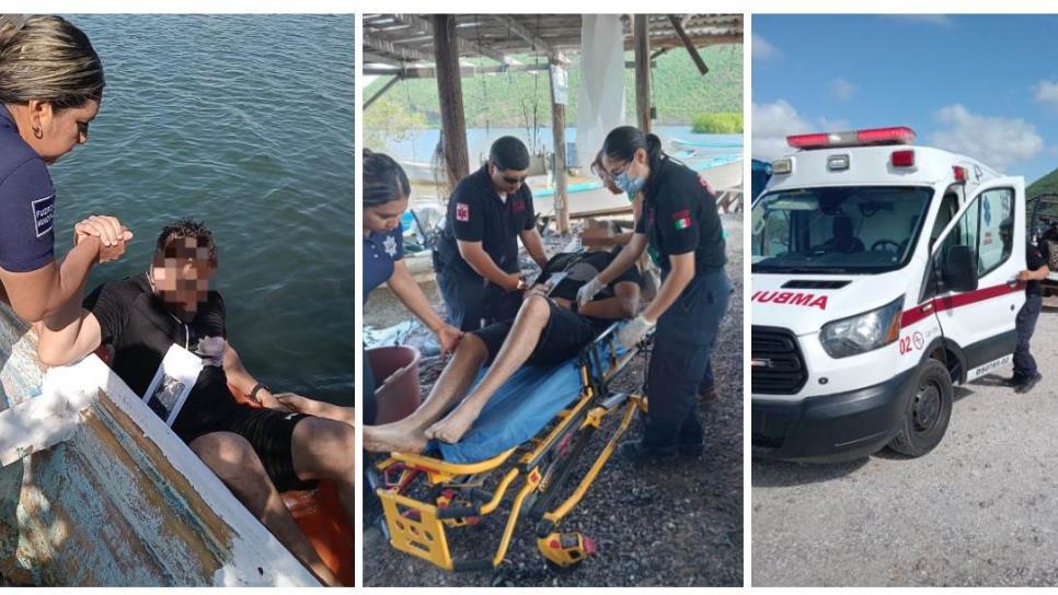 Rescatan a un joven que paseaba en kayak frente a El Maviri, en Ahome