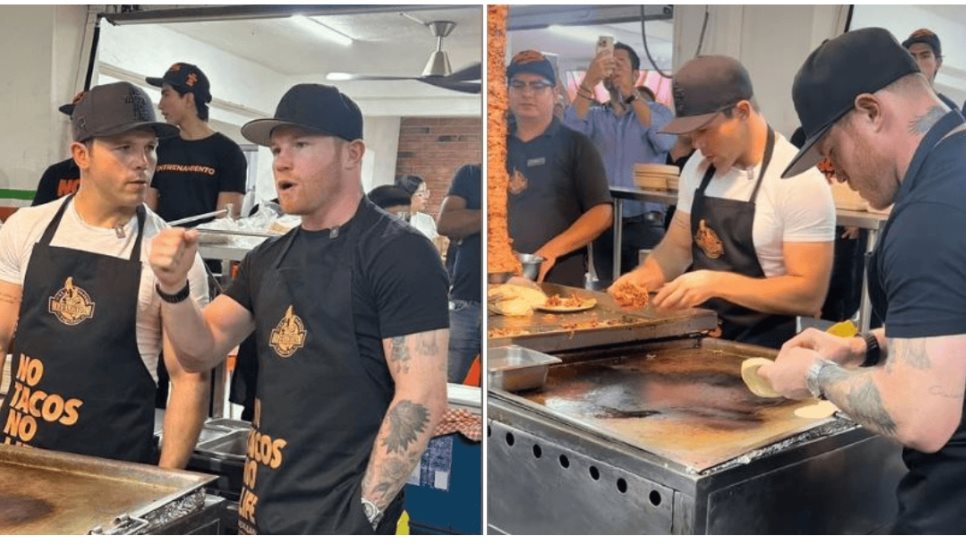 Canelo Álvarez se pone mandil y sirve tacos