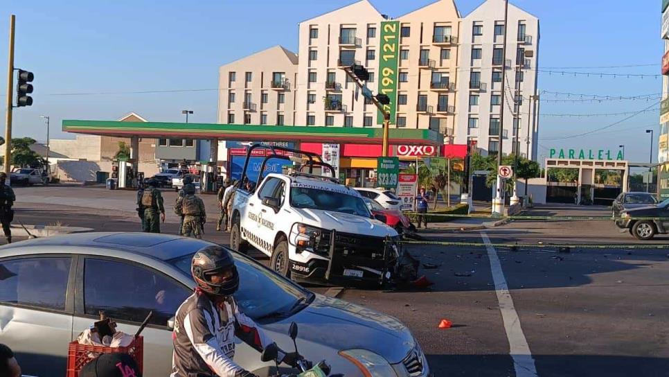 Patrulla de la Guardia Nacional choca contra un vehículo en Culiacán; hay un civil lesionado