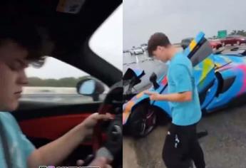 Famoso youtuber choca su auto de lujo de 3 mdp mientras hacía una transmisión en vivo 