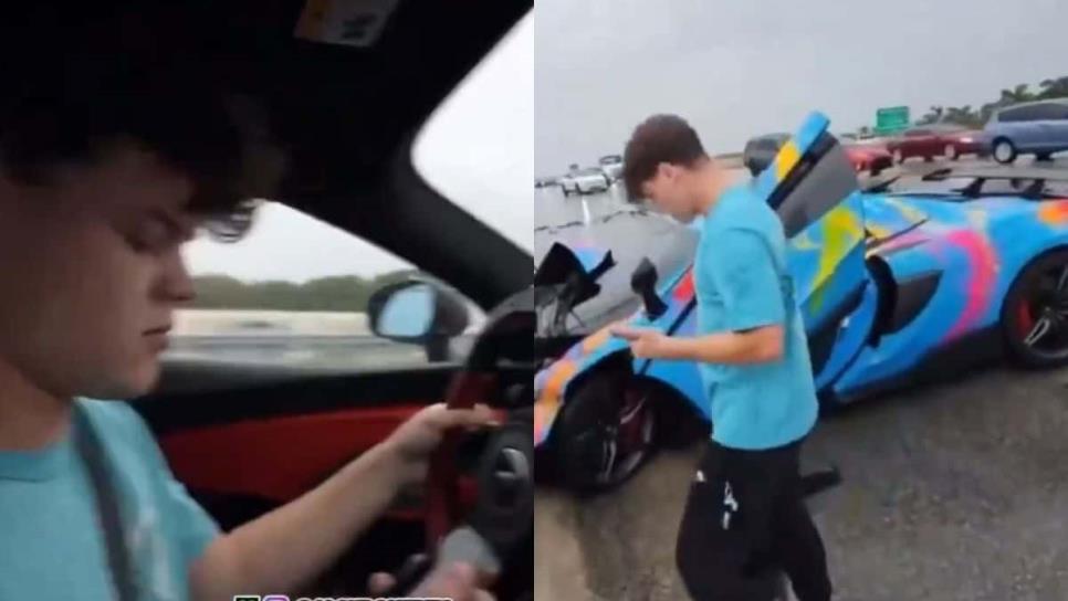 Famoso youtuber choca su auto de lujo de 3 mdp mientras hacía una transmisión en vivo 