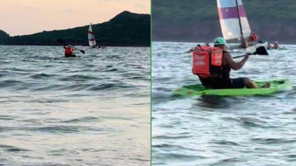 ¿A cualquier rincón? Se viraliza repartidor de plataforma que en kayak llevaba pedido por playas de Mazatlán ¿A cualquier rincón? Se viraliza repartidor de plataforma que en kayak llevaba pedido por playas de Mazatlán