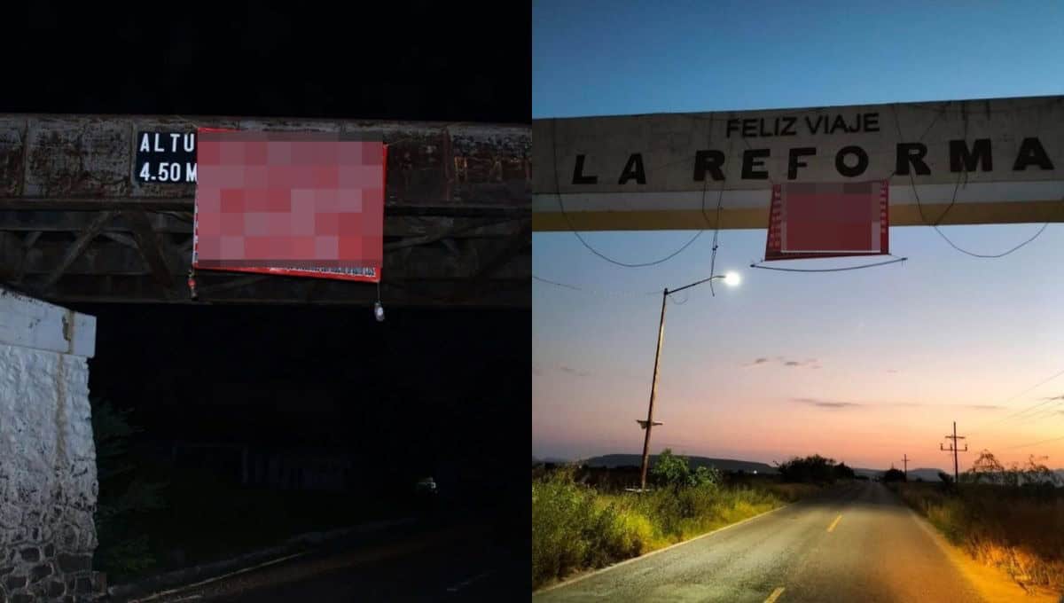 Las lonas aparecieron durante la madrugada y mañana de este viernes. FOTO: Cortesía