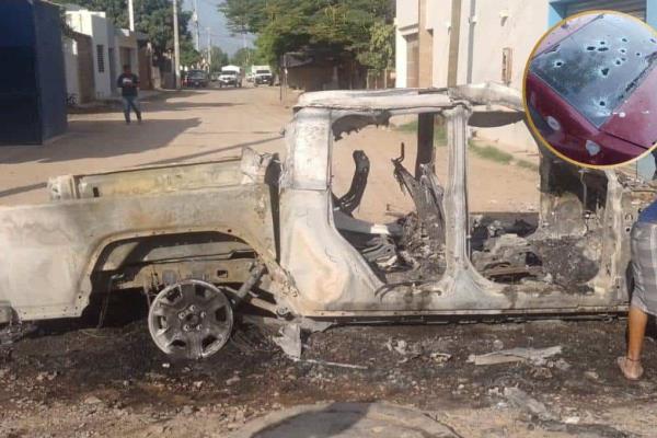Carros quemados y baleados en las calles, así amaneció Culiacán tras una noche violenta