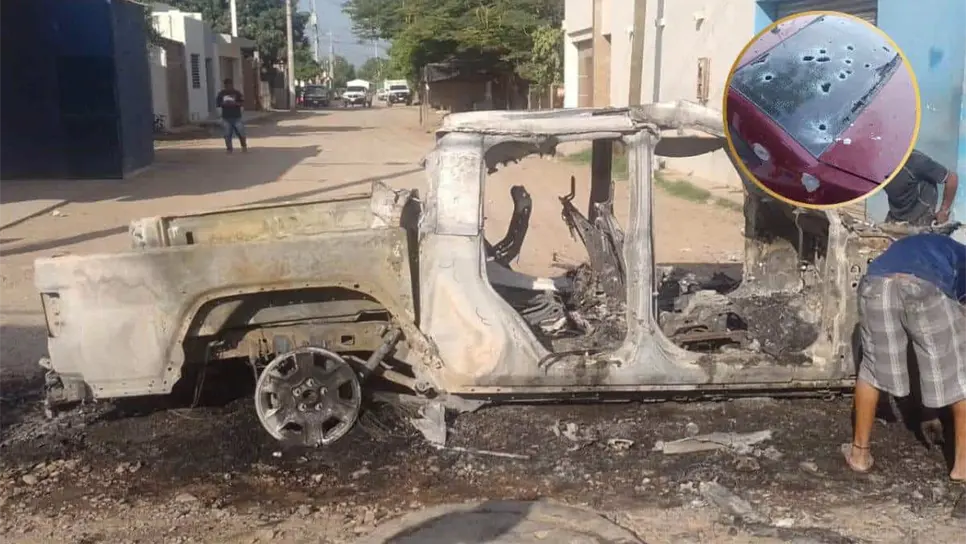 Una de las camionetas calcinadas.