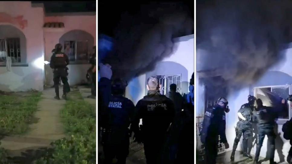 Policía Estatal rescata de incendio a mujer en el fraccionamiento Los Helechos, en Culiacán