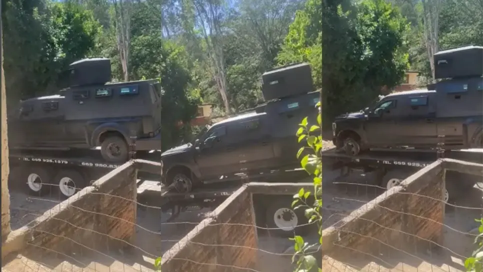 Así es el camión “monstruo” con blindaje artesanal asegurado en Sinaloa
