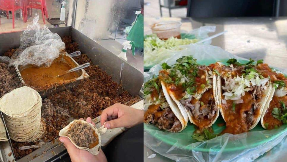 Estos tacos, de chicharrón y cabeza, frente a la Pepsi Vieja, son toda una tradición en Los Mochis