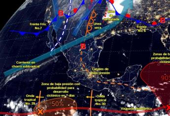 Frente Frío 7 trae lluvias y nieve este domingo en el norte de México muy cerca de Sinaloa