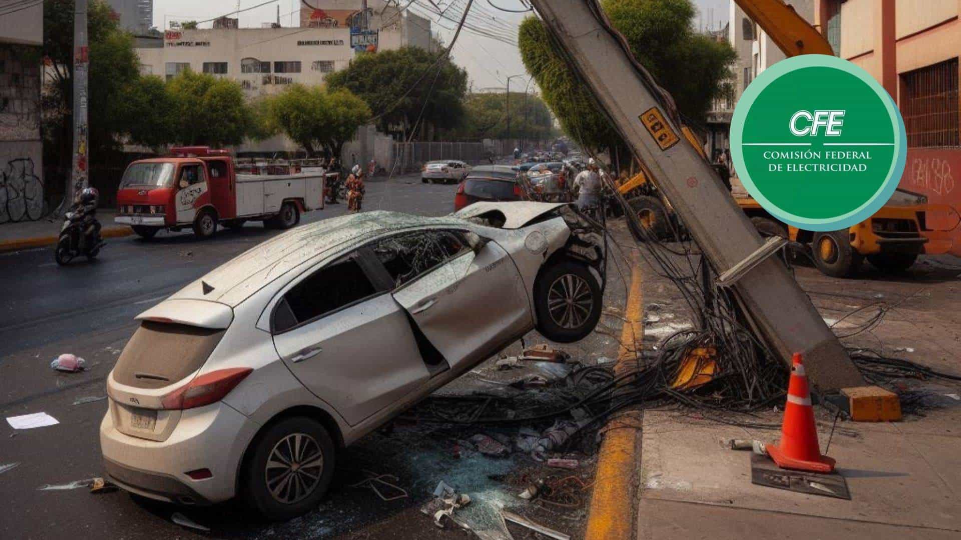 FOTO: El costo por chocar un poste de la CFE.