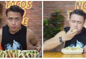 Influencer destroza el récord de 40 tacos en la taquería del hermano de El Canelo