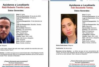 ¡Continúan los casos de desaparecidos en Mazatlán! Activan alerta por dos jóvenes chihuahuenses