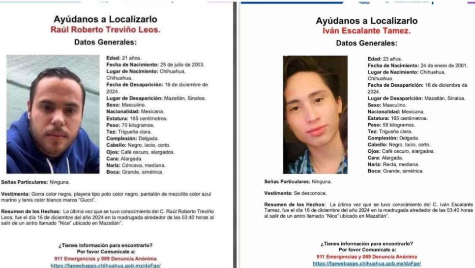 ¡Continúan los casos de desaparecidos en Mazatlán! Activan alerta por dos jóvenes chihuahuenses