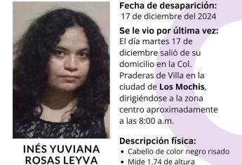 Buscan a Inés Yuliana, está desaparecida en Los Mochis