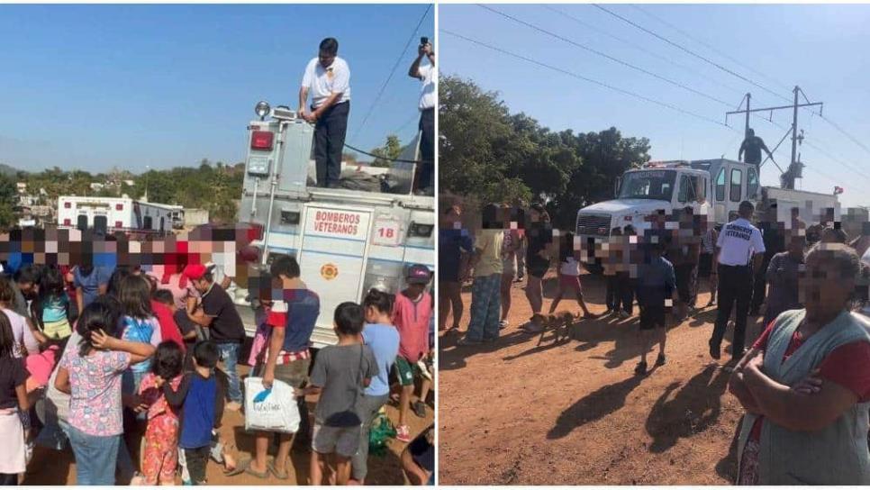 Llevan Bomberos Veteranos una alegre posada a niños y niñas de invasión en Mazatlán