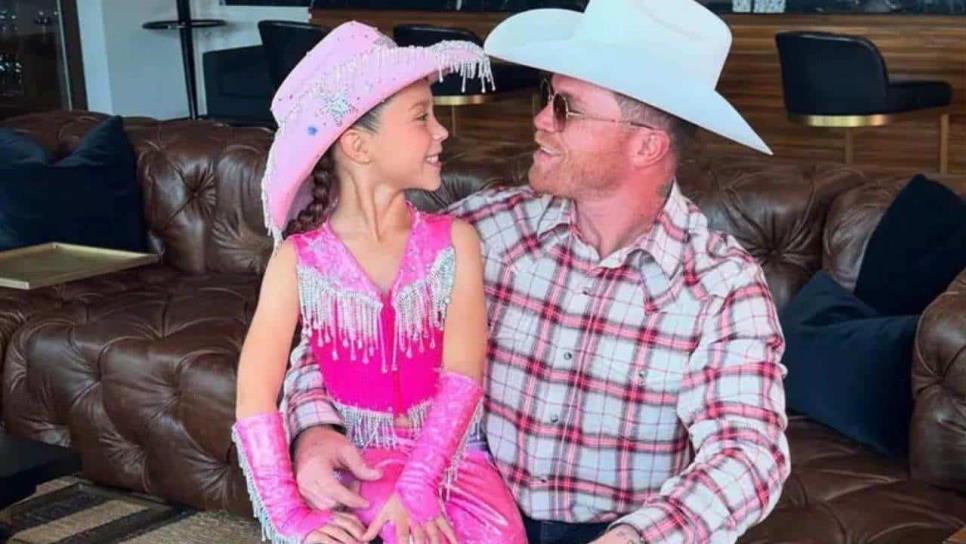 Canelo Álvarez cambia los guantes por jeans y botas, para celebrar fiesta vaquera de su hija