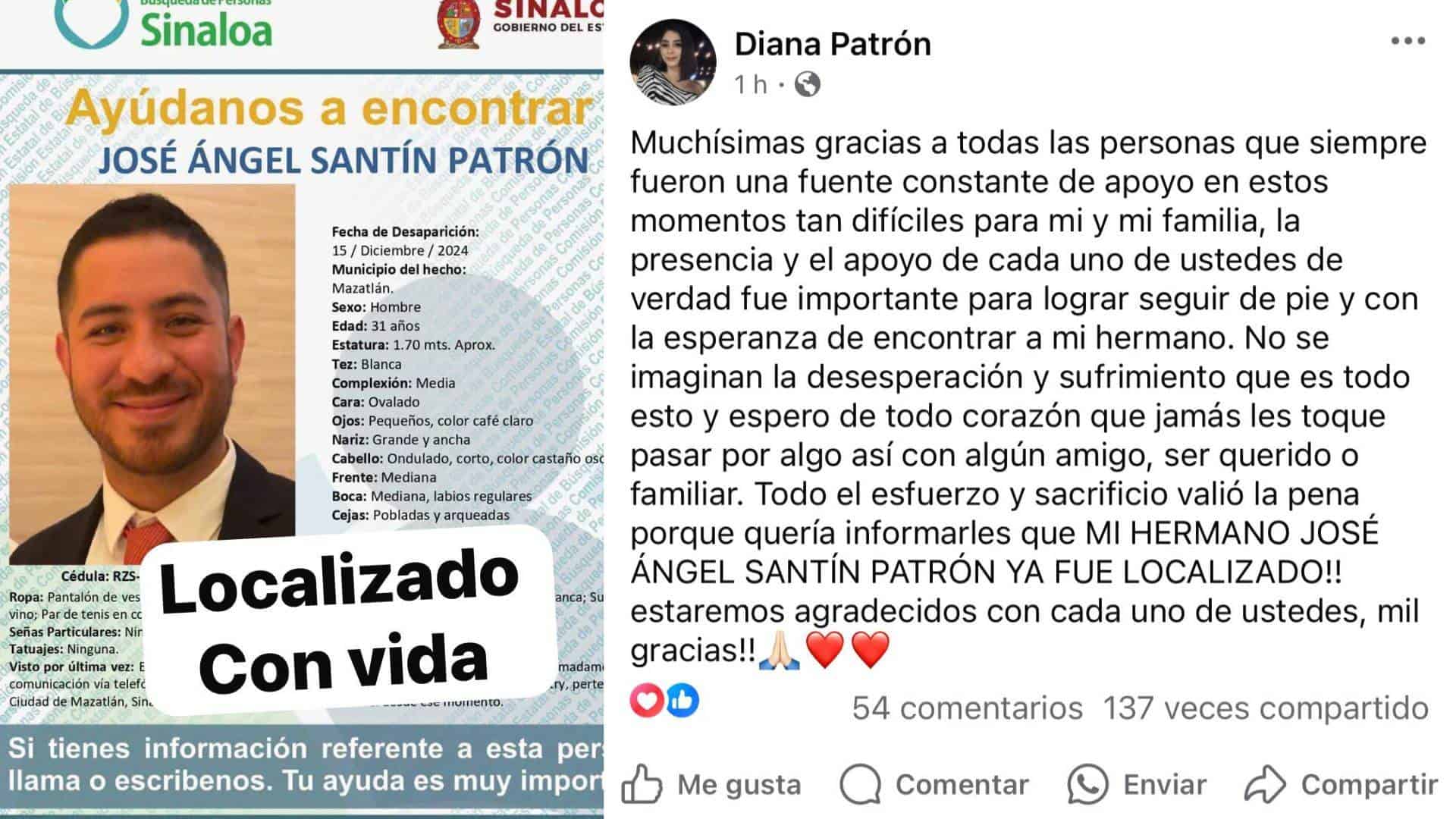 FOTO: Encuentran con vida a José Ángel Santín.