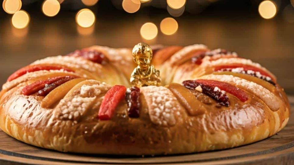 Rosca de Reyes de lujo incluye figuras del Niño Dios de oro de 14 quilates