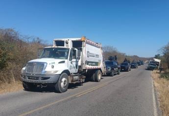 Se roban tres camiones recolectores de basura del relleno sanitario en Culiacán; horas después son recuperados