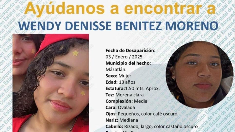 Desaparece Wendy Denisse de 13 años del fraccionamiento Los Magueyes en Mazatlán