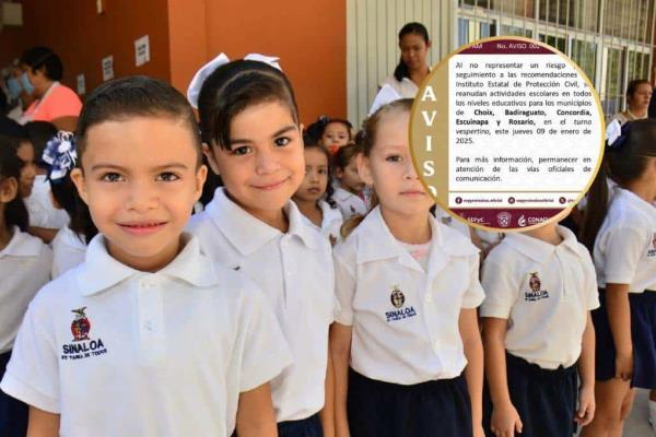 Reanudan las clases para el turno vespertino en Choix, Badiraguato, Concordia, Escuinapa y Rosario